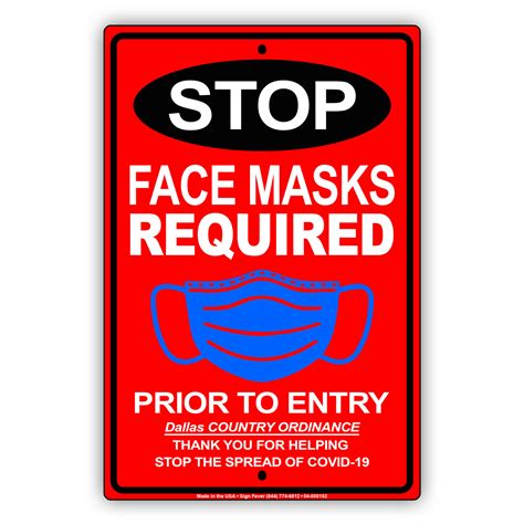 Stop Masks Required Prior To Entry for your safety aluminum metal sign ...