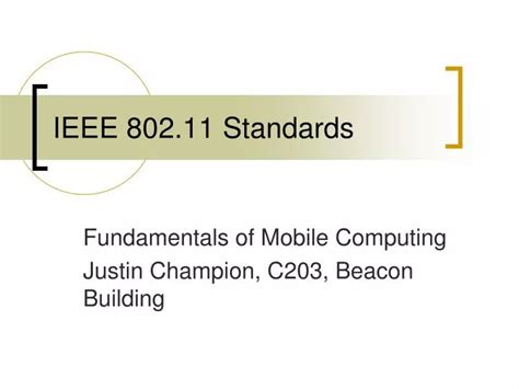Ppt Ieee 80211 Standards Powerpoint Presentation Free Download Id