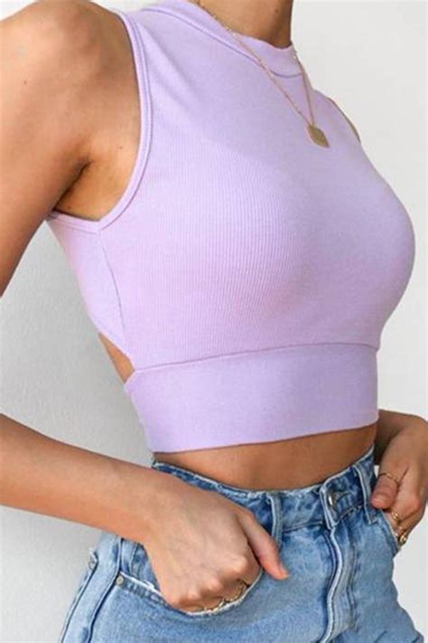 Stylish Back Crop Top Lavender Street Style Store