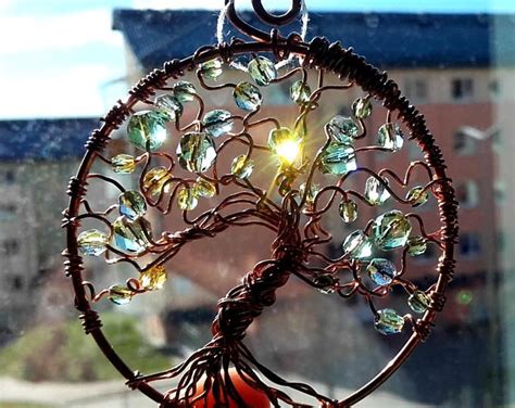 Autumn Tree Of Life Pendant Wire Wrapped Copper Tree Of Life Etsy