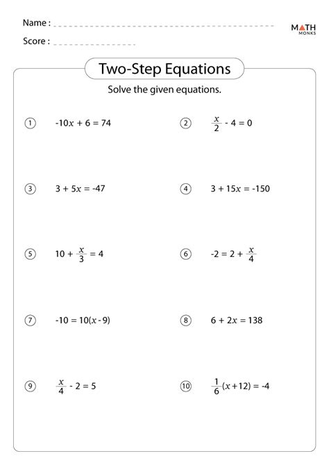 Solving Multistep Equations With Rational Numbers Worksheet
