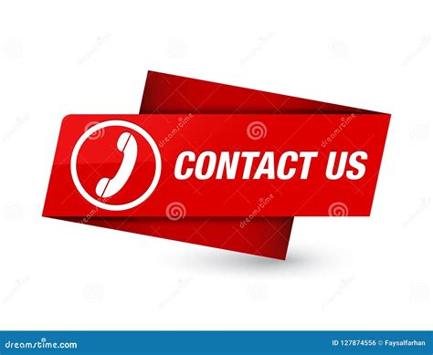 Contact Us Phone Icon Premium Red Tag Sign Stock Illustration