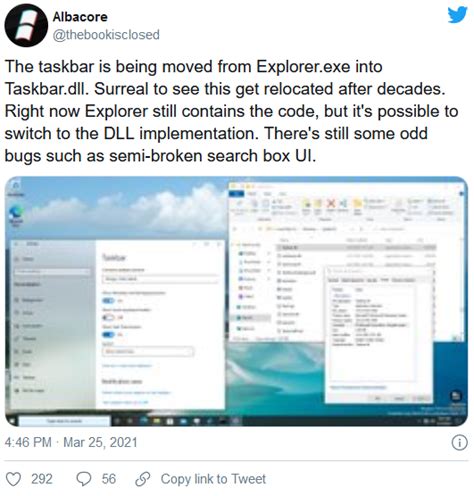 新浪科技综合微软正在将windows 10任务栏从explorerexe进程中移出