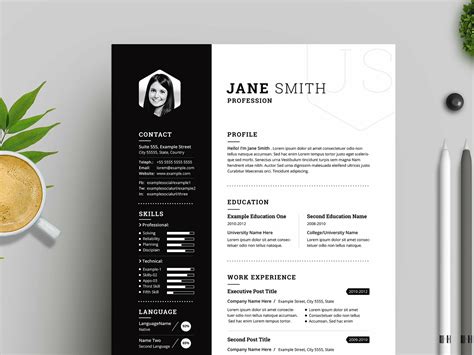 Black And White Resume Template