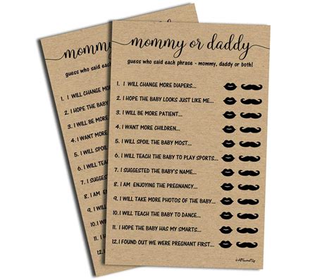 Buy Mommy Or Daddy Who Said It Game Sheets Kraft Rustic Sheets