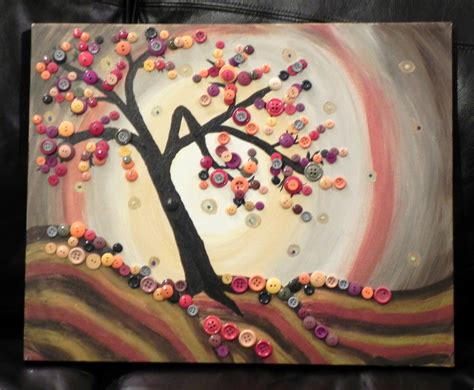 Gone Walkabout 2 Pinterest Inspired ‘meh Painting To Fun Button Tree