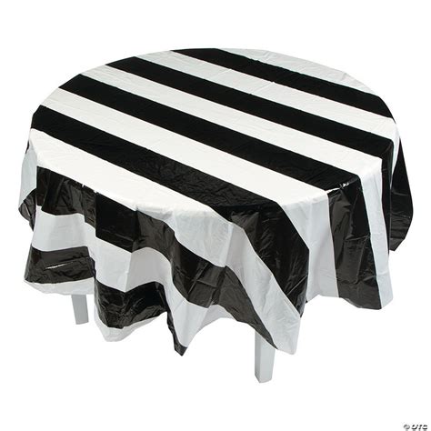 Black White Stripe Round Plastic Tablecloth Discontinued