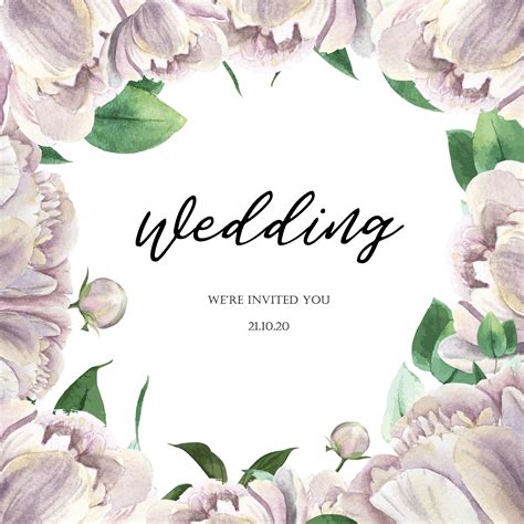 White Peony Blooming Flower Botanical Watercolor Wedding