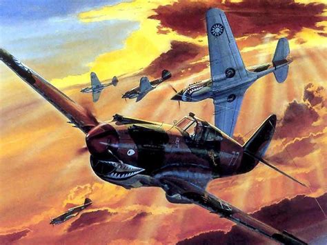Curtiss P 40 Warhawk Flying Tigers Aviation Art Airplane Art