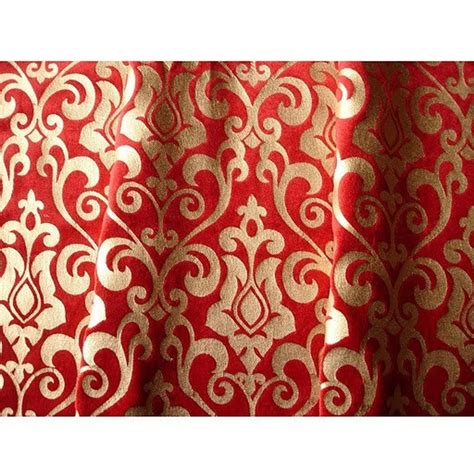 Red Damask Printed Velvet Fabric By The Yardvelvet Fabric Etsy