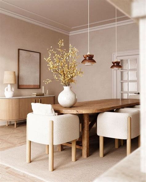 Stylish Dining Room In Japandi Interior Design Style