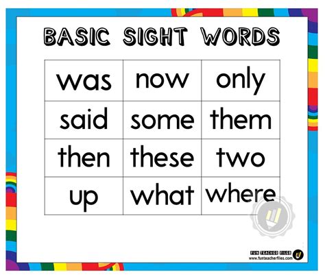 Teacher Fun Files Basic Sight Words Charts Hot Sex Picture