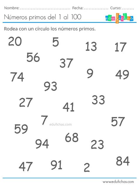 Ejercicio con números primos Números primos Tabla de numeros primos Tabla de números
