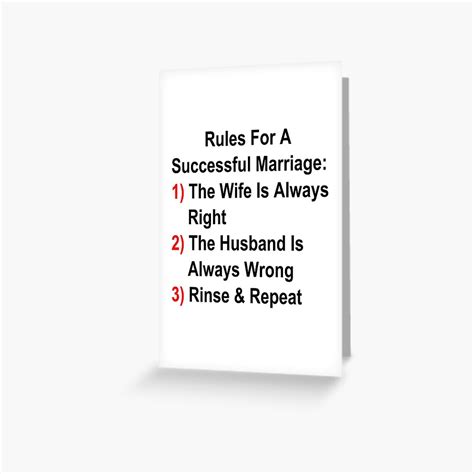 Rules For A Successful Marriage Greeting Card By Geeknirvana Redbubble