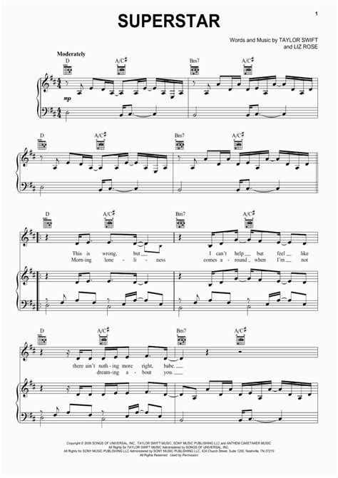 Superstar Piano Sheet Music Onlinepianist