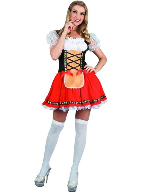 Off The Shoulder Red Beer Girl Costume Womens Oktoberfest Costume