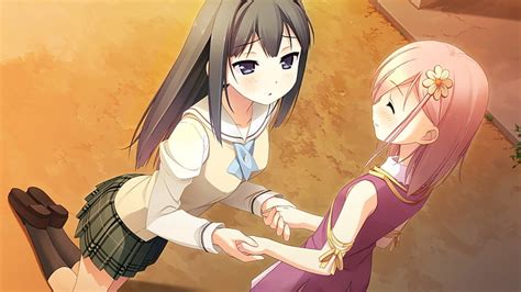 Hd Wallpaper Two Female Anime Characters Holding Each Others Hands