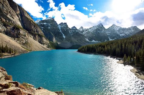 Mountain Peak British Columbia Scenery Landscape Lake Banff 1080p