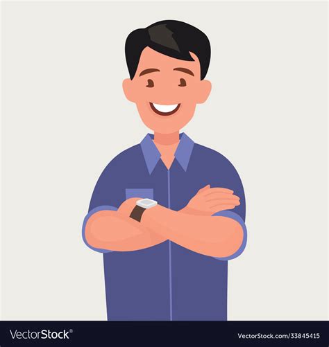 A Smiling Man With His Arms Crossed Royalty Free Vector