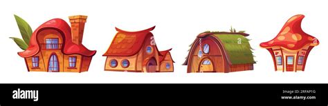 Fairytale Cartoon Vector Fantasy House Building Set Cute Magic