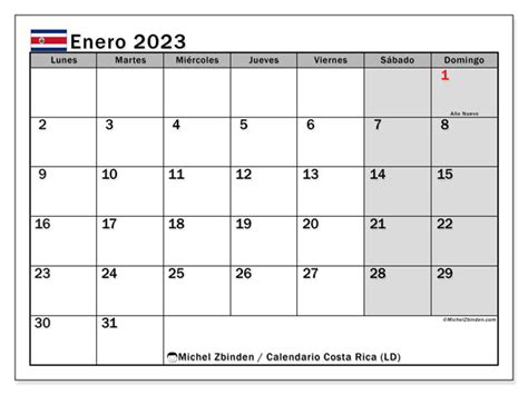 Calendario Enero De 2023 Para Imprimir Costa Rica Ld Michel Zbinden Cr