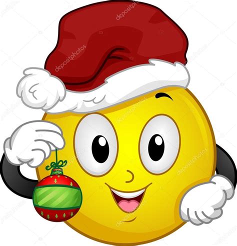 Illustration Eines Smileys Mit Weihnachtsmütze Der Eine