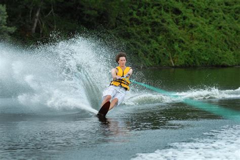 Man Water Skiing On Lake Stock Image Image Of Single 67189647