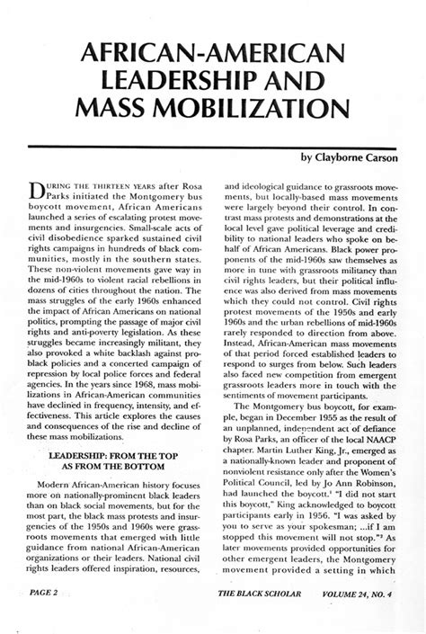 African American Leadership And Mass Mobilization Page 1