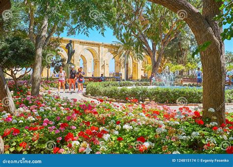 Enjoy The Upper Barrakka Gardens Of Valletta Malta Editorial Stock