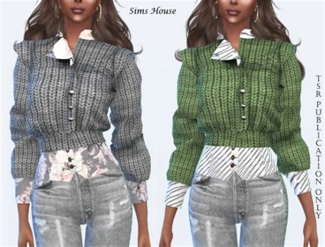 Cardigan Top S20 Tp347 The Sims 4 Catalog