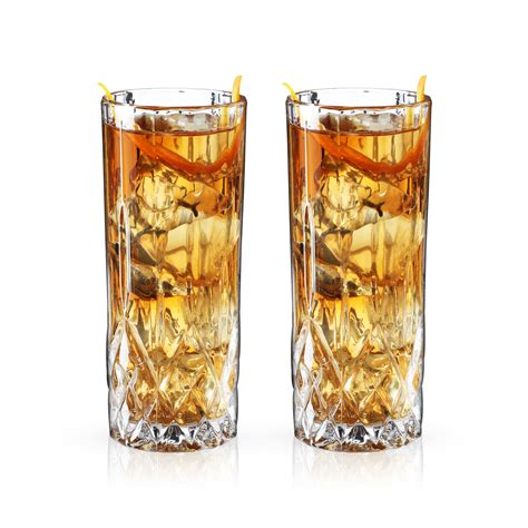 Get Viski Admiral Crystal Highball Glasses Fancy Tall Drinking Glass For Water And Cocktails