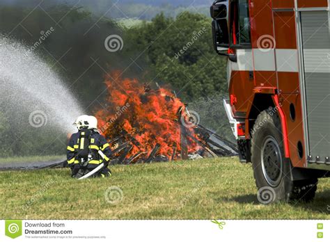 Firefighters Extinguish Fire Editorial Photography Image Of