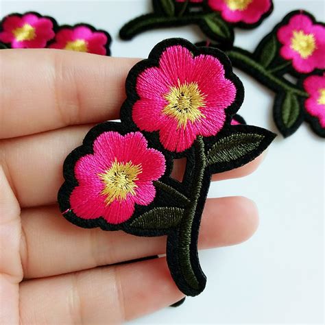 Zhutousan 5pcs 3d Flower Patches Embroidered Patch Stickers Sewing