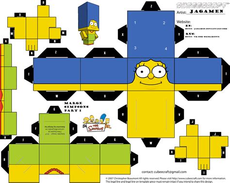 Marge Simpsons Part 1 Cubeecraft Paper Toys Template Paper Toys Papercraft Printable