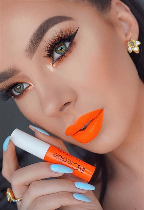 What Makeup To Wear With Orange Lipstick Saubhaya Makeup