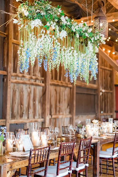 An Elegant Farmhouse Style Wedding With A Must See Floral Chandelier