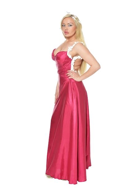 Premium Photo Beautiful Woman In Pink Dress Posing