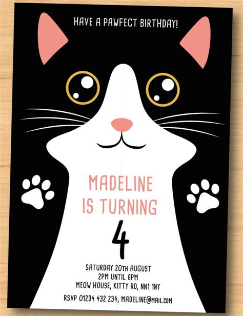 Free Printable Cat Birthday Party Invitations
