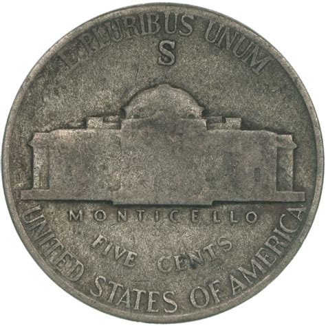 1942 S Jefferson 35 Silver War Nickel Very Good Vg Daves