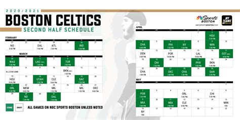 Celtics schedule 2020-21: Dates, start times, opponents for second half ...