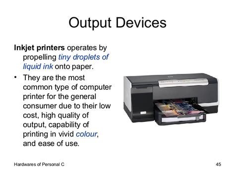 Output Devices Inkjet Printers Operates