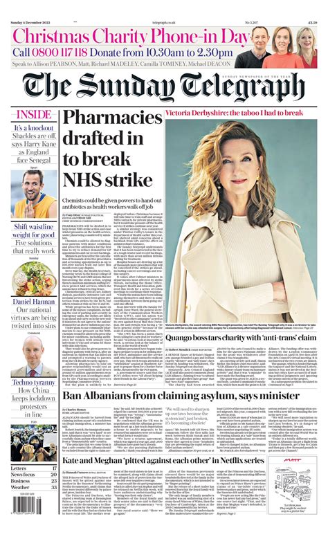 Sunday Telegraph Front Page 4th Of December 2022 Tomorrow S Papers Today