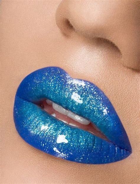 Blue Glitter Lipstick Blue Lips Ombre Lips Glitter Lipstick