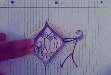 Optical Illusion Drawing On Lined Paper Tekenen 3d