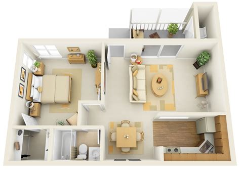 Bathrooms shouldn't face common entertainment spaces like dining rooms or living rooms. 1 Bedroom Apartment/House Plans