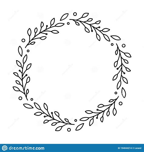 Frame From Floral Elements Vector Black And White Round Frame Border