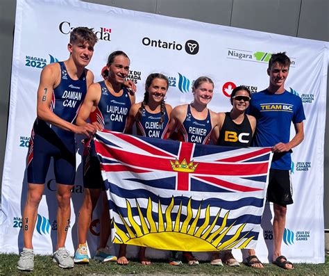 Team Bc Celebrates Triathlon Gold In Mixed Relay At Canada Summer Games