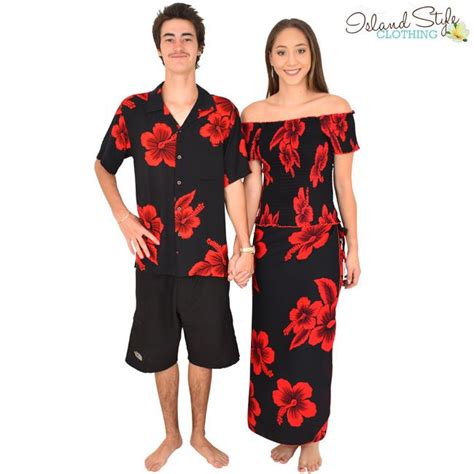 Beautiful Couples Matching Hawaiian Set Mens Shirt And Ladies 2 Piece