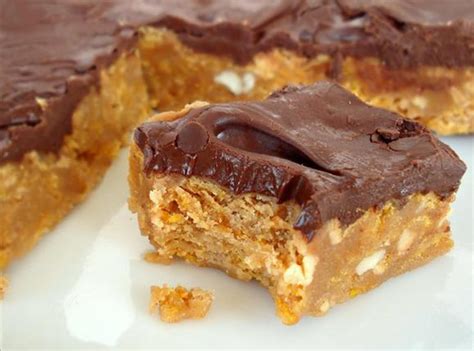 No Bake Chocolate Peanut Butter Corn Flake Bars Recipe Just A Pinch Recipes