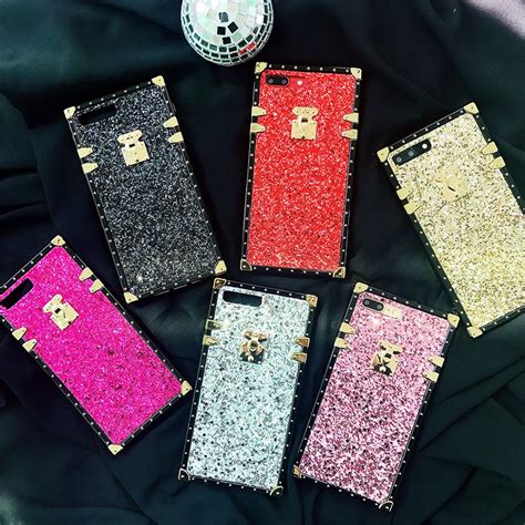 Girl Glitter Square Mobile Phone Case For Iphone 6 S Plus 7 8 Shiny